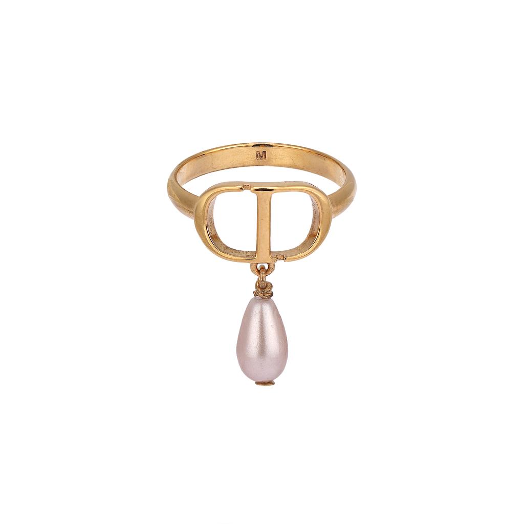Dior Petit Cd Beaded Design Metal Ring Unisex Rings Gold R2300WOMRS_D88P