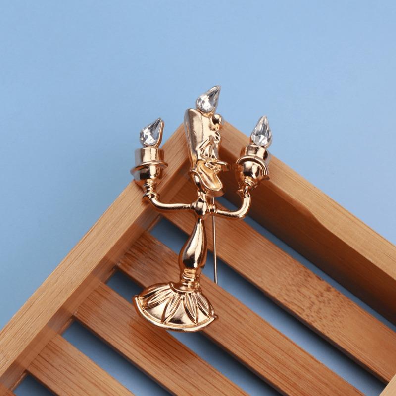 Disney Beauty and the Beast Retro Colorful Palace Candlestick Brooch Retro Exquisite Badge Accessories Women Men Gifts