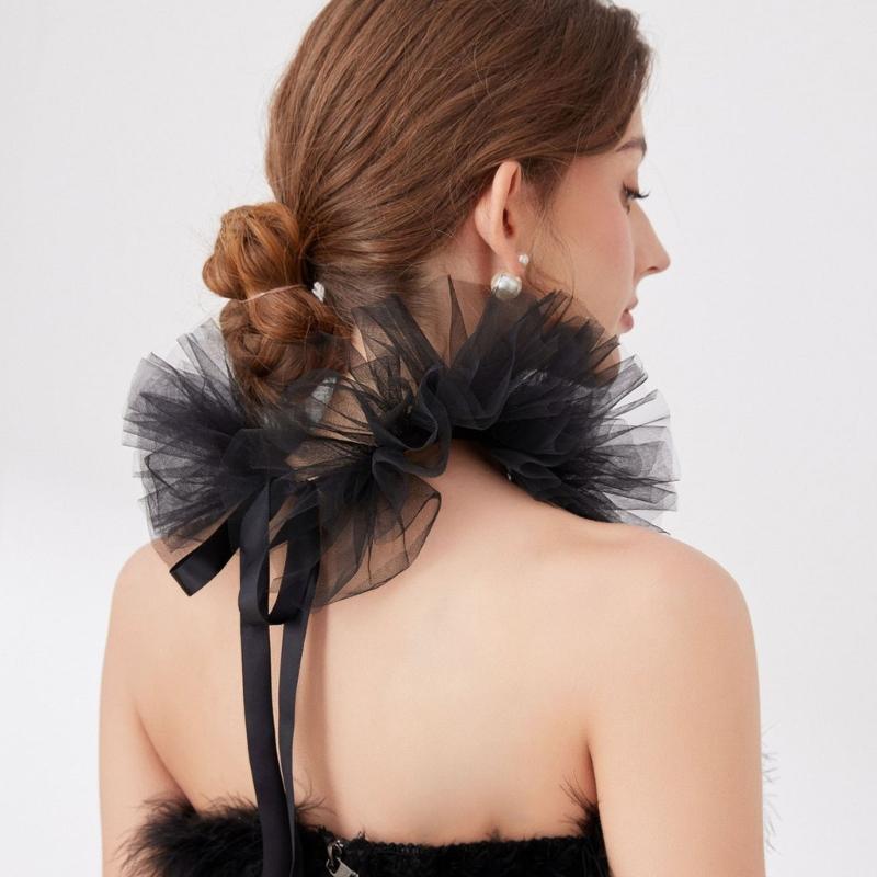 2PCS Lace Courtstyle Ruff Collar for Halloween Costume Accessories Detachable Collar Faux Collar Stage Show Accessories