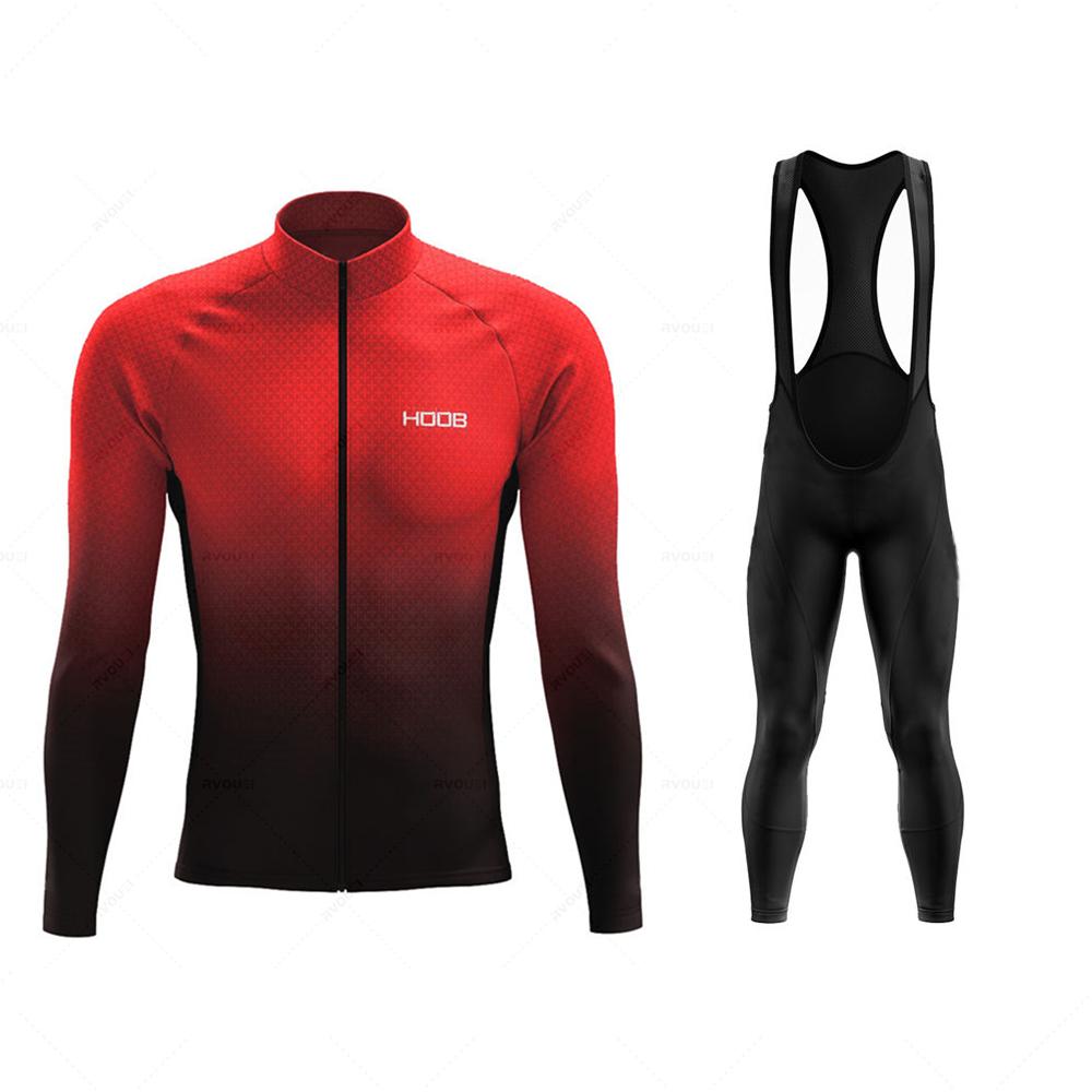 2026 Spring New Team Long Sleeve Cycling Jersey Set MTB Bike Clothing Uniform Men's Thermal Fleece Bicycle Maillot Ropa Ciclismo