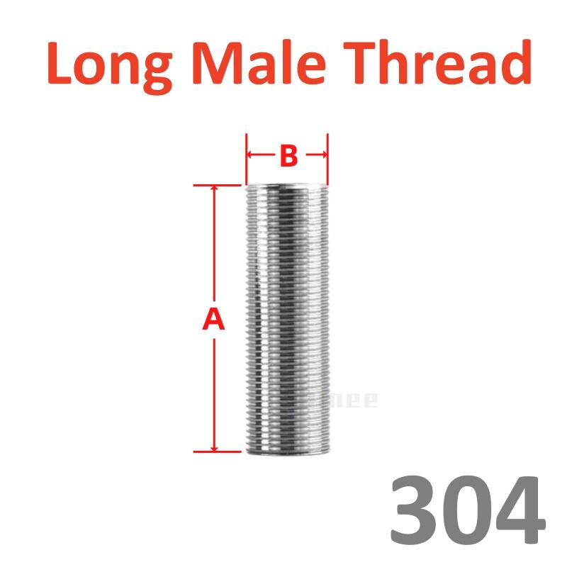 1/8" 1/4" 3/8" 1/2" 3/4" 1 BSP Male Female 50 60 80 100 150 200 300mm Barrel Coupler Nipple Pipe Fitting Connector 304 Stainless