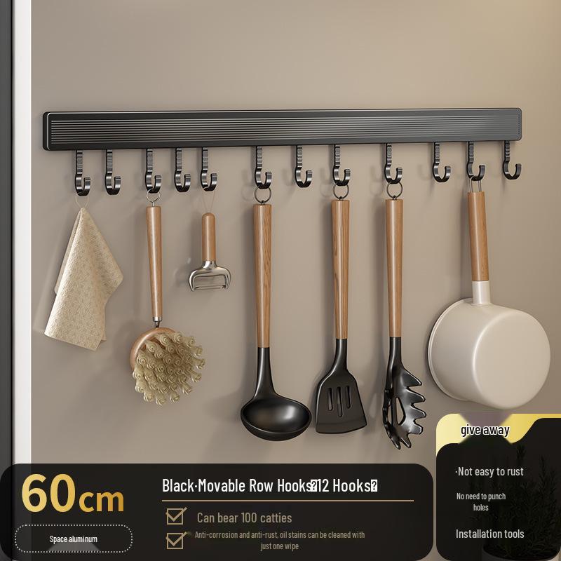 Multi-Functional Wall-Mounted Kitchen Hook Rack for Utensil Storage