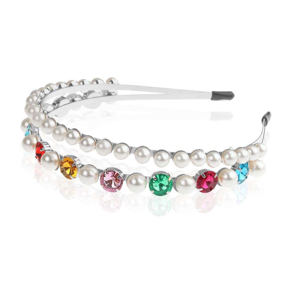 New Party Jewelry Gifts Elegant Pearl Hair Band Gem Crystal Head Wrap Rhinestone Headband