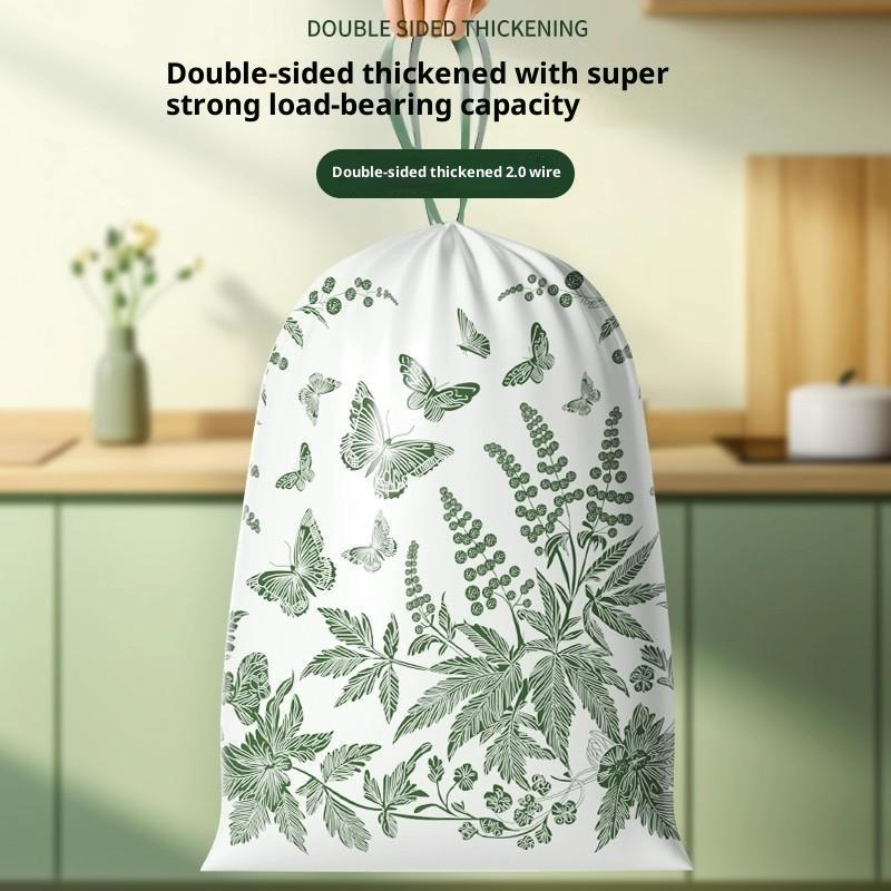 10/50Pcs Drawstring Trash Bags With Mugwort Scent Extra Thick Tear Resistant For Kitchen Bathroom Daily Use
