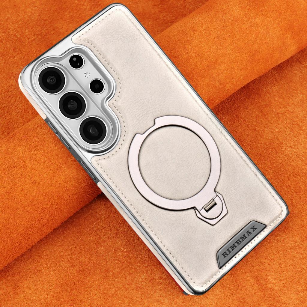 High End Leather Phone Case, for Samsung S26 Ultra S26 Plus S26 Edge 360 ° Rotating Magnetic Bracket Anti Drop Protective Cover