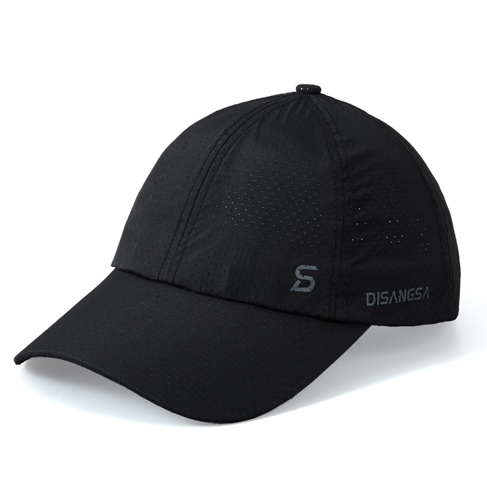 Generic Quick Dry Perforated Baseball Cap Breathable Adjustable Outdoor Sun Hat L чёрный