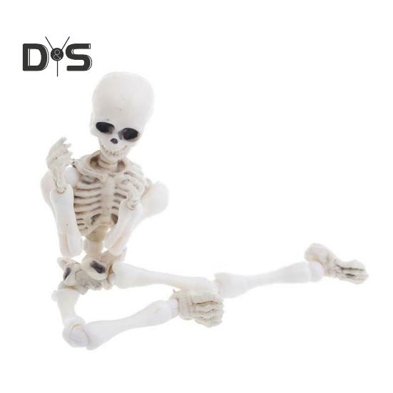 Halloween Skeleton Figurine Movable Joints Human Model Resin Skeleton Statue Sculpture Home Office Desktop Decoration Ornament