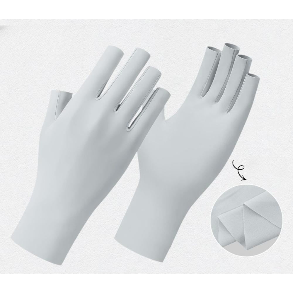 Womens Manicure UV Protection Gloves Thin Half Finger Breathable for Summer Outdoor Cycling