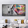 Abstrakte Graffiti-Kinder auf der Bühne, Showvorhang, Leinwand-Kunst, Poster, Drucke, Wandbilder für Wohnzimmer, Zuhause, Cuadros-Dekor