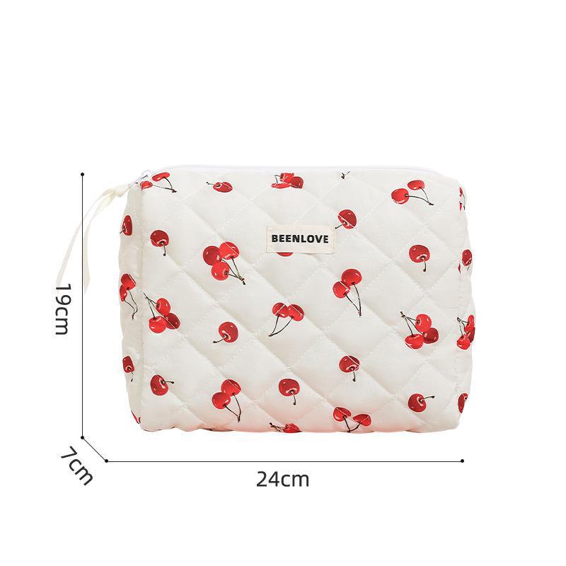 Butterfly Love Quilted Octagonal Cosmetic Bag with Bow & Cherry Design