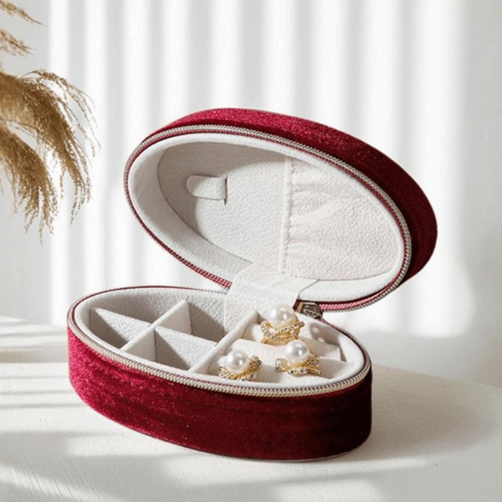 Divided Compartments Velvet Jewelry Display Box Portable Travel Jewelry Case Daily Use