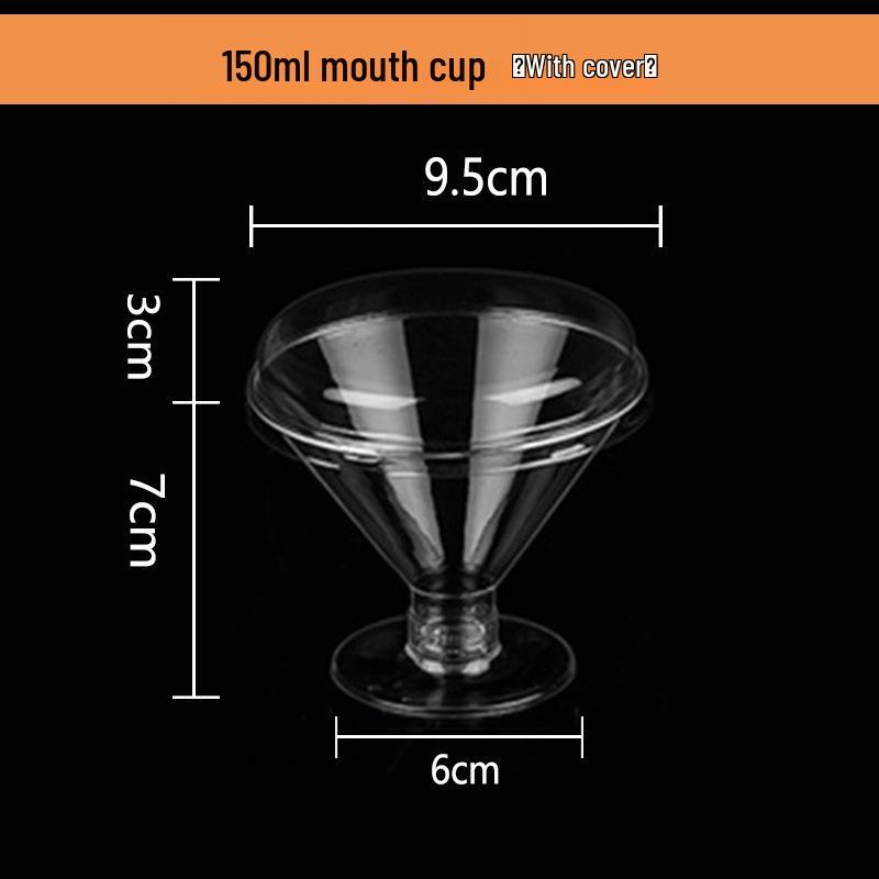 High-Stemmed Disposable Transparent Cup for Desserts, Pudding, Milkshakes, Mousse, Ice Cream, Red Wine, or Champagne.