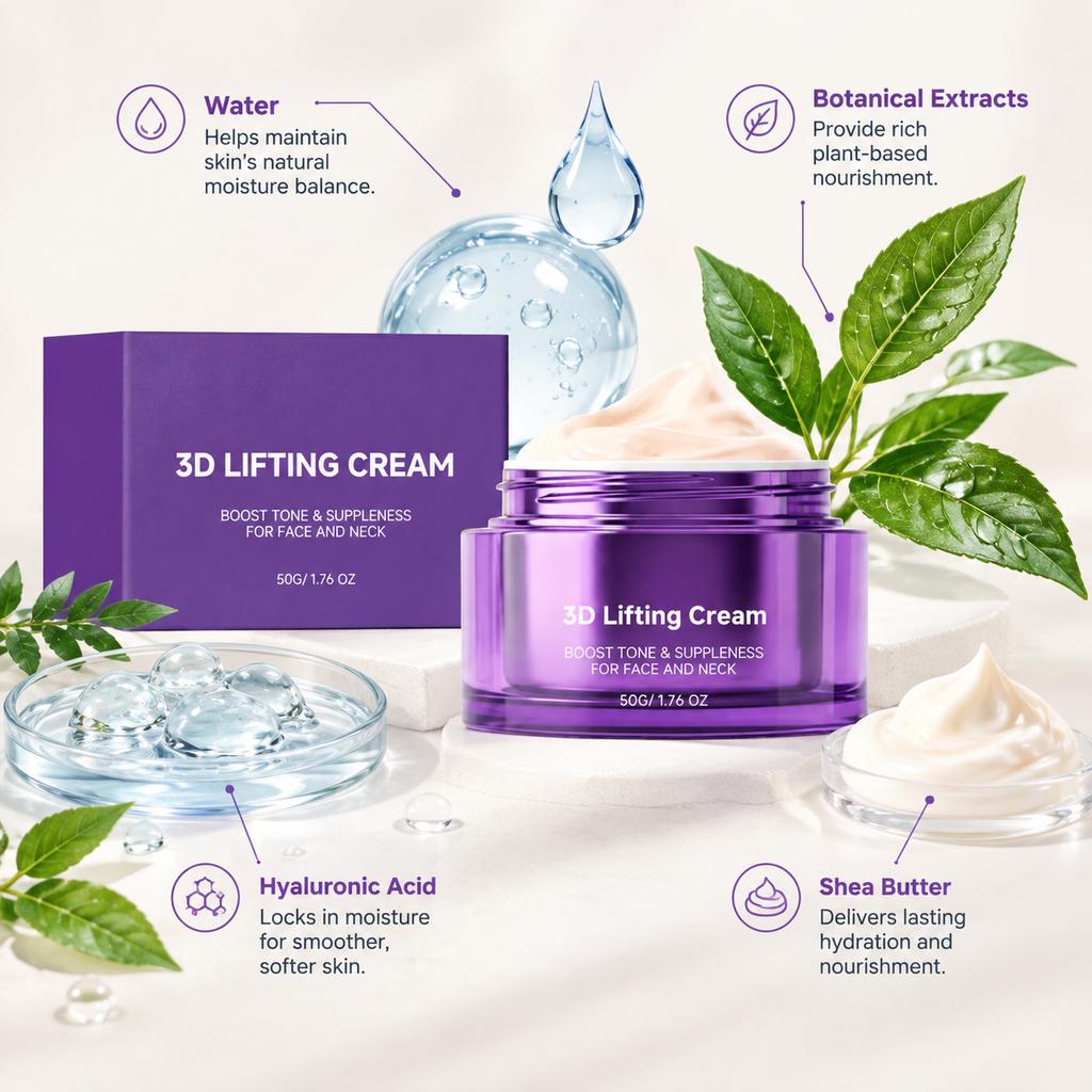 3D Lifting Cream Face Neck Facial Cream Moisturizer Nourishing Hydrates Skin Boosts ElasticDaily Day Night Neck Skin Care Cream