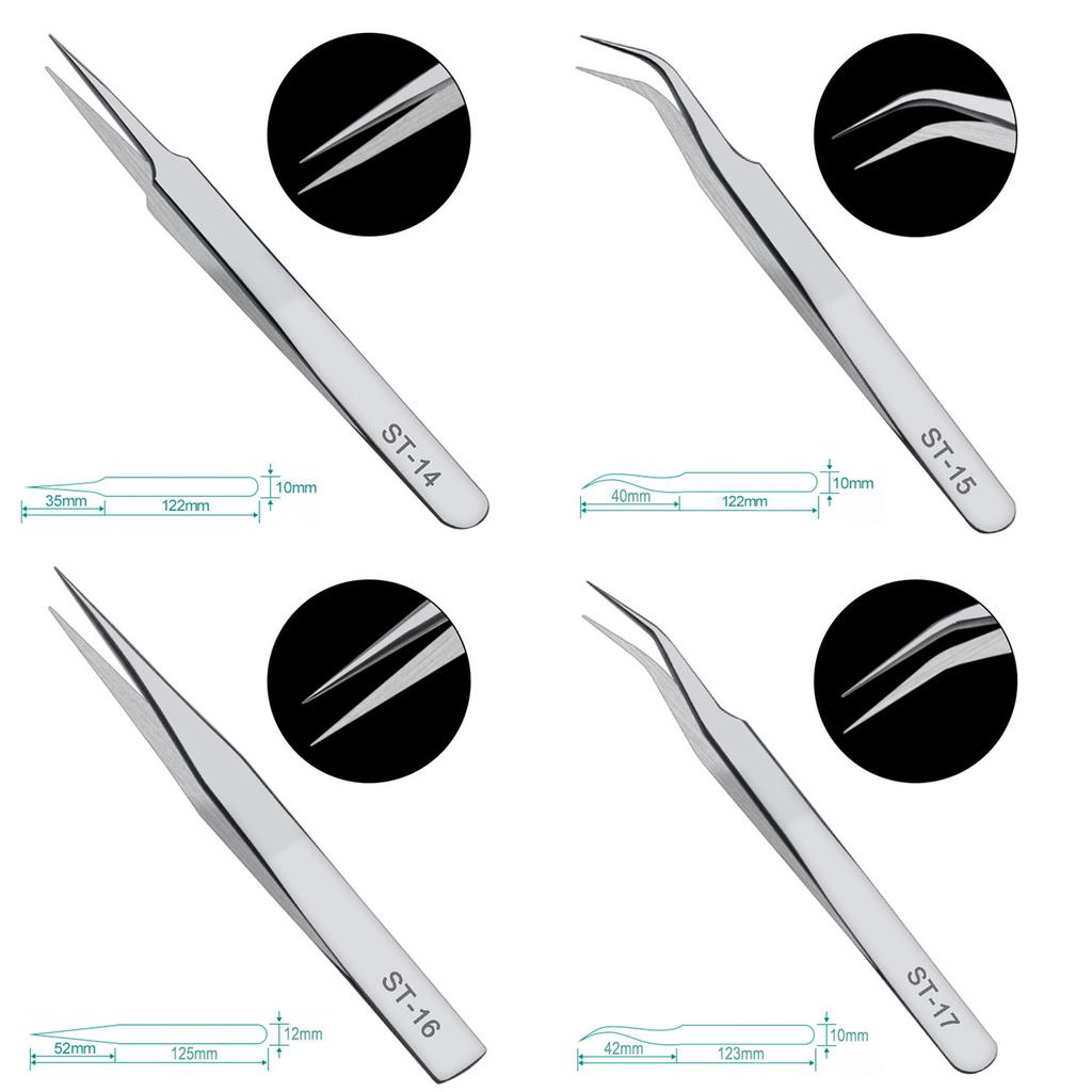 Stainless Steel Anti-iodine Tweezers Long Straight Forceps 12.5cm-30cm Straight Elbow Head Tools