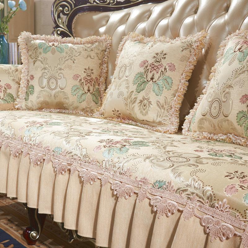 

European Chenille Jacquard American Sofa Cushion Cover Towel Armrest Towel Four Seasons 5 90*90cm