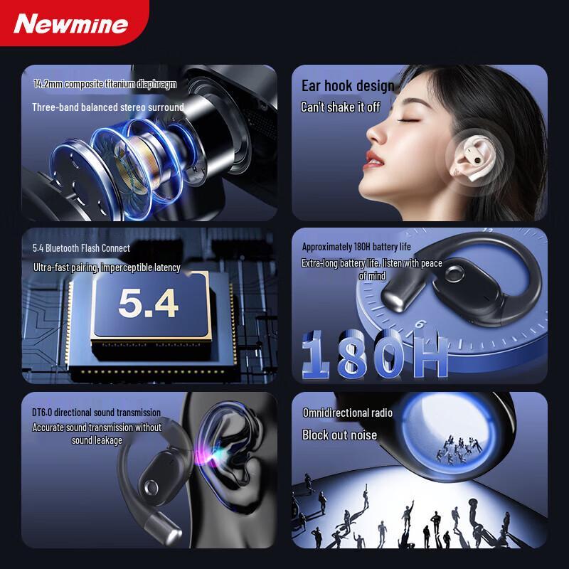 Newmine OWS-15 Bluetooth Ear-hook Headphones