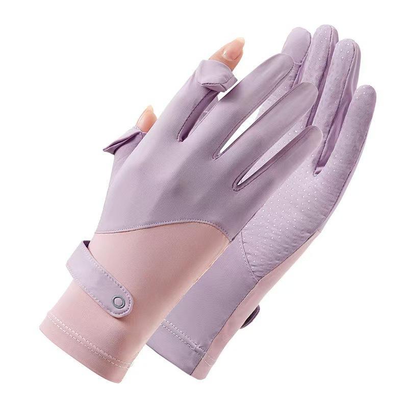 

Summer sunscreen gloves women s thin touch screen driving non-slip fishing ultraviolet sun protection outdoor riding breathable Practical Use One Size
