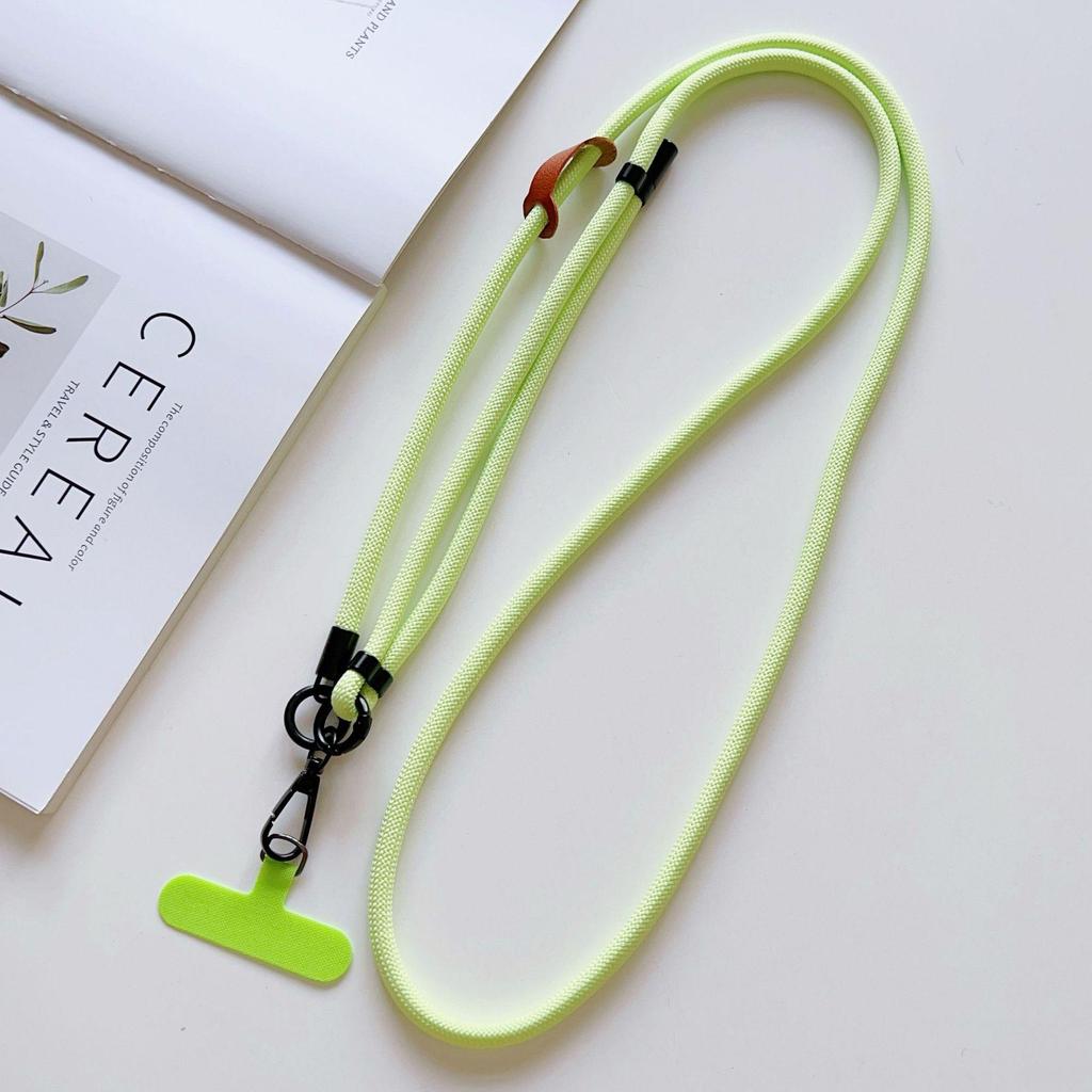 7mm Phone Lanyard Crossbody, 1.5m Adjustable Anti-Lost Neck Strap with Colored Chain and Leather Tag.
