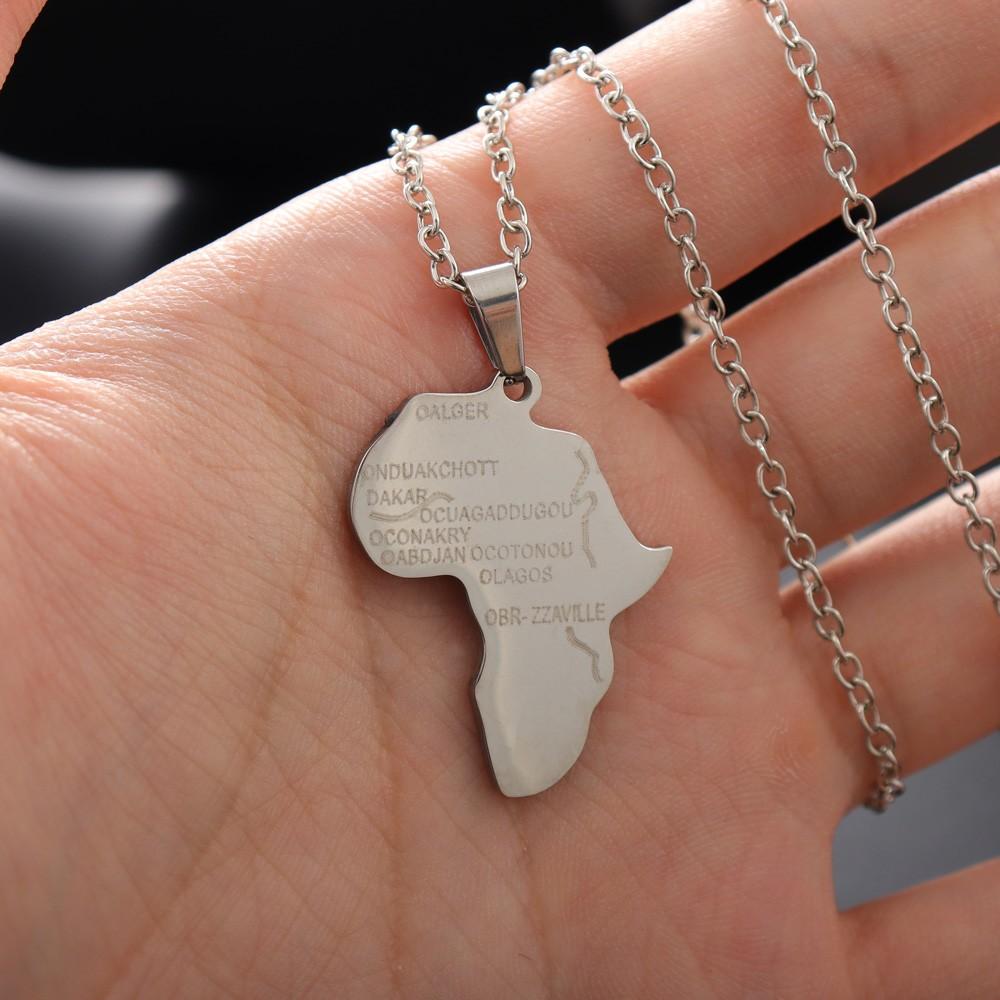 Irregular Stainless Steel Accessory Hip Hop Map Pendant Necklace