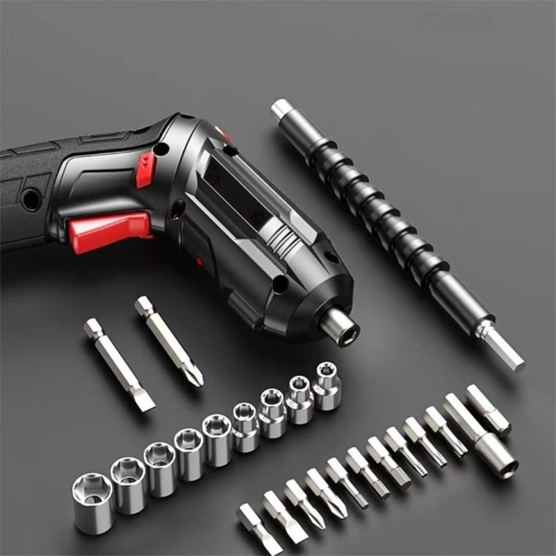 Multifunctional Electric Screwdriver Set, Portable Cordless Power Tool with LED Light for Home