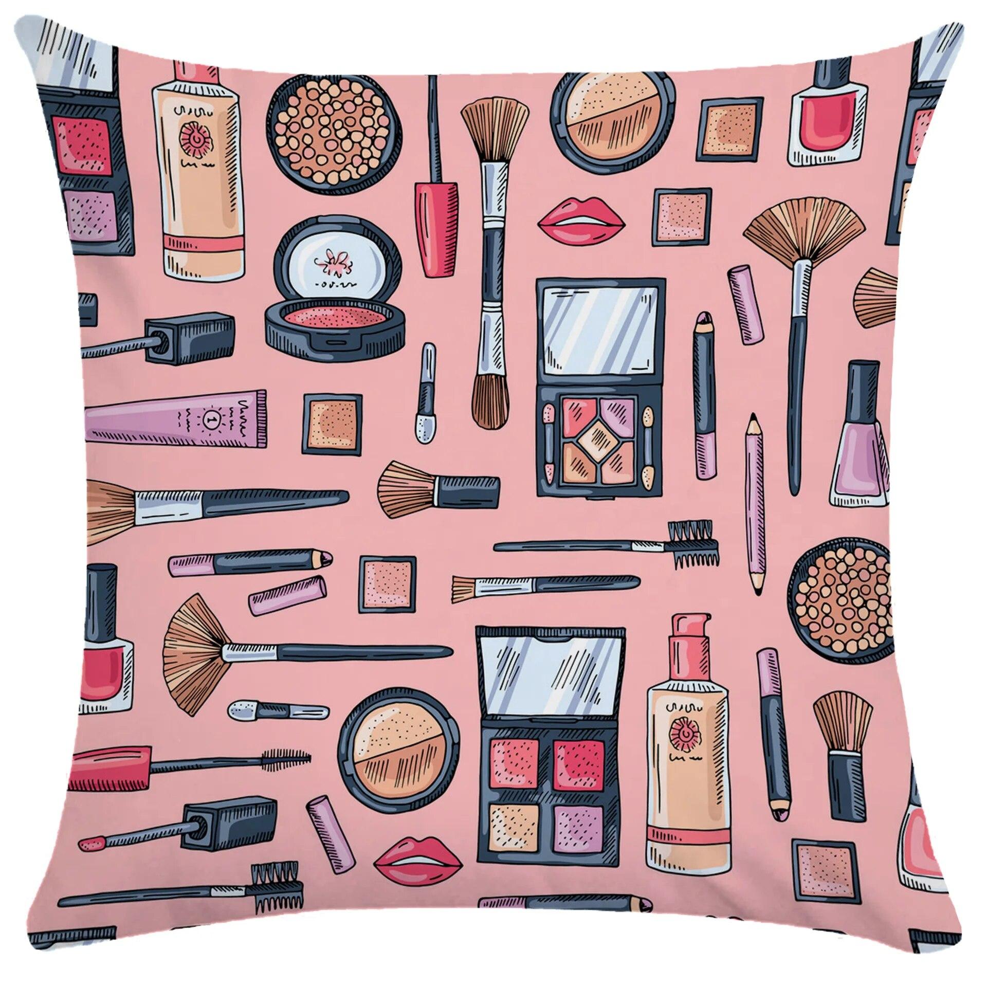 

Красивая красочная губная помада, парфюмерная наволочка, комната для девочек, милый диван-кровать, гостиная 45x45cm