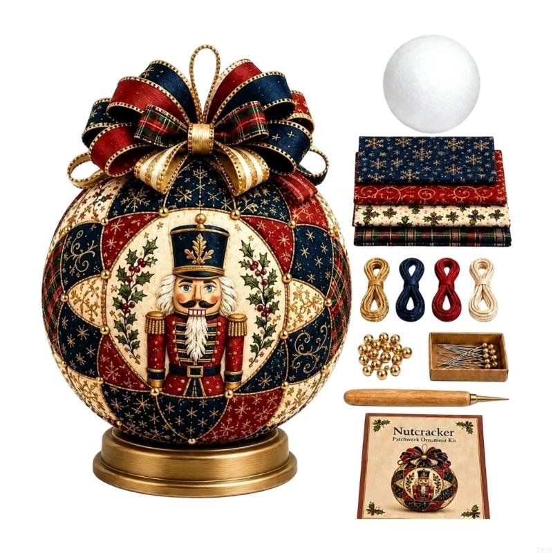 Fabric Christmas Ornament Craft Set, 1 Set for Patchwork Making without Needle and Thread, with Ribbon and Hanging Loop