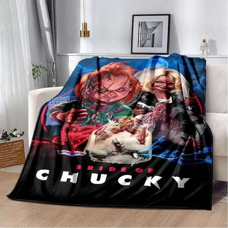 3D Horror Movie Character Chucky Saw Cartoon Area Blanket Fashion Soft Cozy Living room Bedroom Sofa Bed Travel Blanket