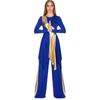 Abito da danza liturgica da donna - Abito patchwork metallizzato con pantaloni a gamba larga, orlo asimmetrico e maniche lunghe per esibizioni in chiesa