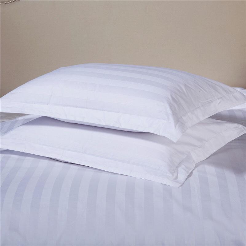 White Cotton Satin Stripe Pillowcase Pair with Free Shipping