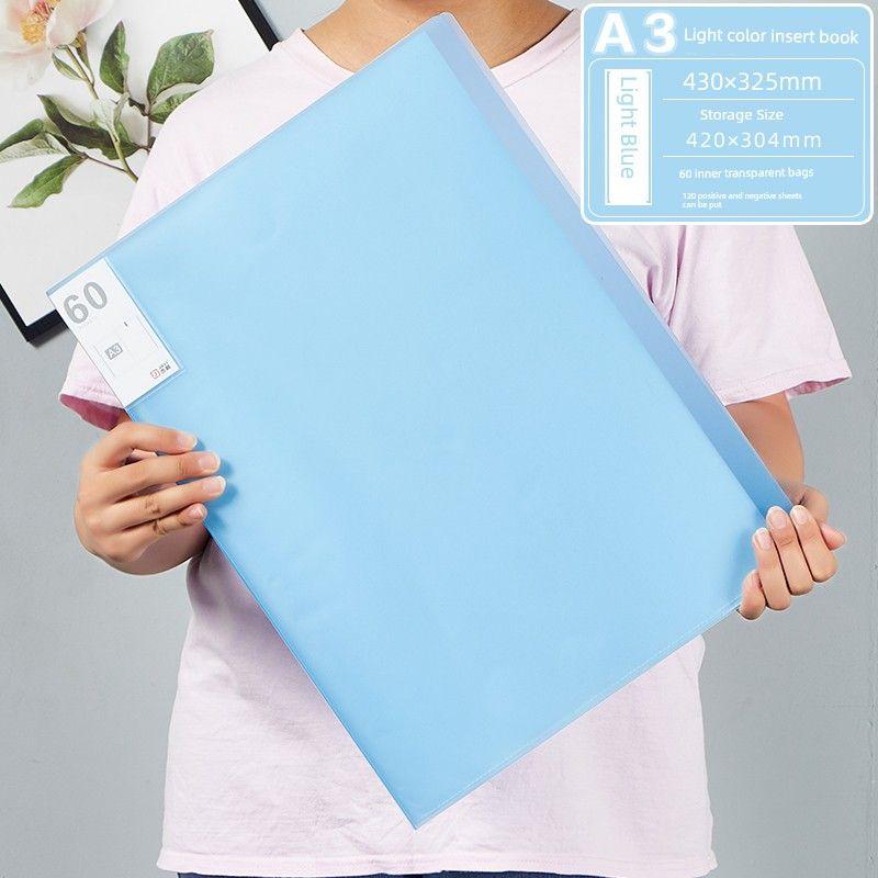 

Booklet Poster Clip for Painting Award Collection Book 8K Album Folder Storage Book Sketch Favorites Sketch Board Kids Art Works Collection Clear Boy A3/8K 60 Pages Light Blue (Can Hold Size 30*42cm)