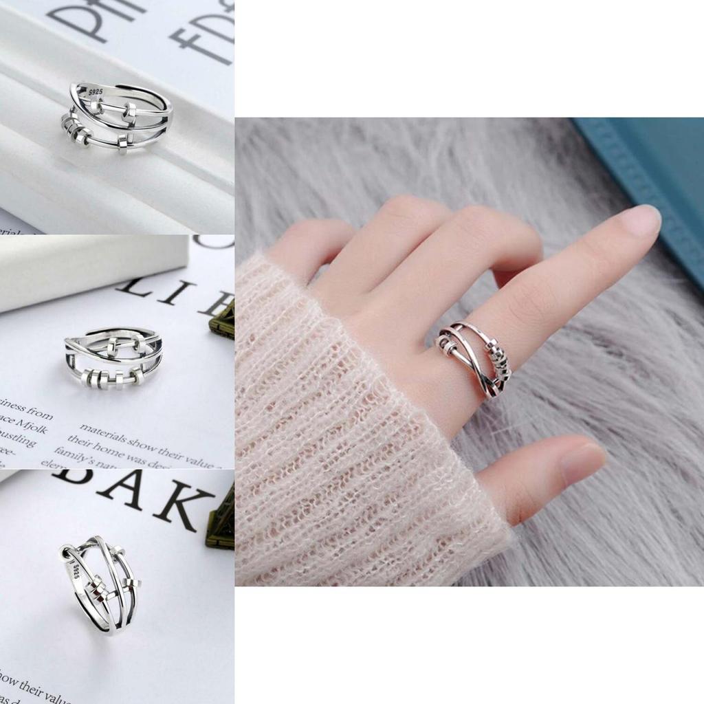 Multi-ring Rotating S925 Tai Silver Index Ring Flower Pattern Lucky Charm Korean Style Fashionable Gift For Friends Trendy Hand Jewelry