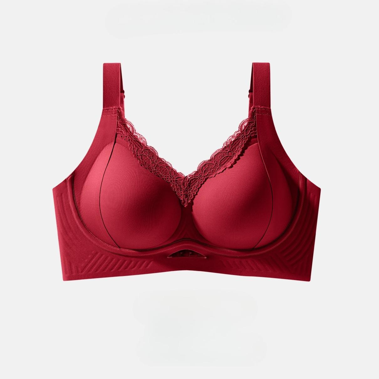 

Бесшовный бюстгальтер больших размеров с поддержкой и лифтингом, простой кружевной, тонкое моделирующее белье 42/95BCD красный