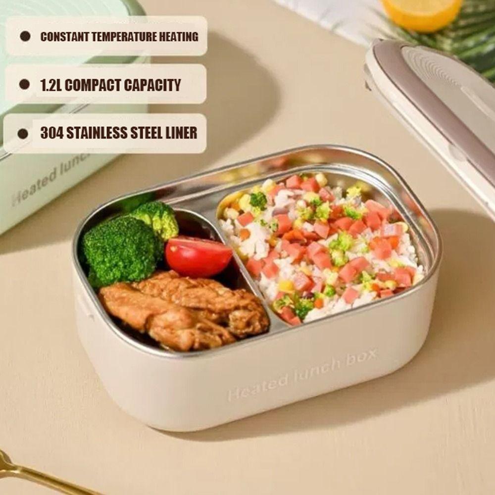 Durable 304 Stainless Steel Electric Lunch Box Constant Temperature 1000ml Food Heated Warmer Container Plug-in Heated Lunch Box