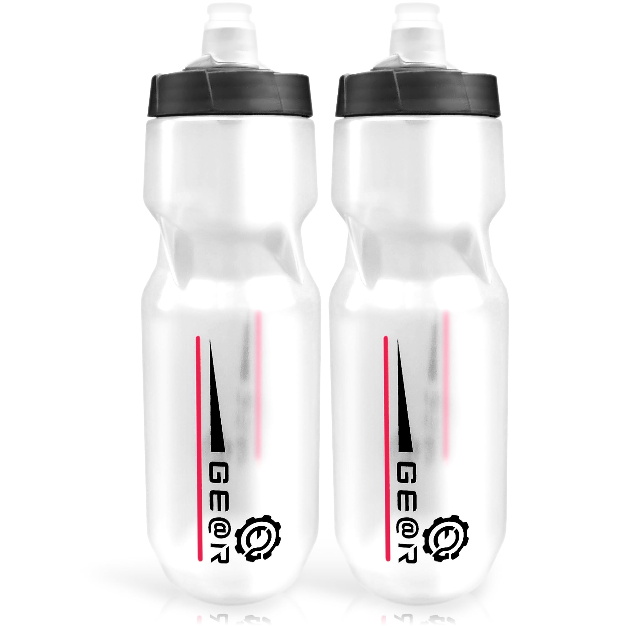 

Hydro Clear Cycle Volume Road Cycling Set of 2 x (Geartle) Bottle, Clear, Visible, Bicycle, Bike, Bottle, 710ml, (Clear Pink)
