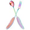 2pcs Stainless Steel Spoon Fork Set For Dessert Cake Ice Cream Coffee Tea Service Small Spoon Kitchen Barware Utensils
