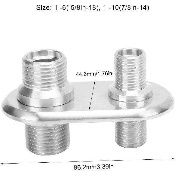 A/C Bulkhead, Car 2-Port Air Conditioner Bulkhead Connector Universal Modification Replacement for Hot Rod(Silver)