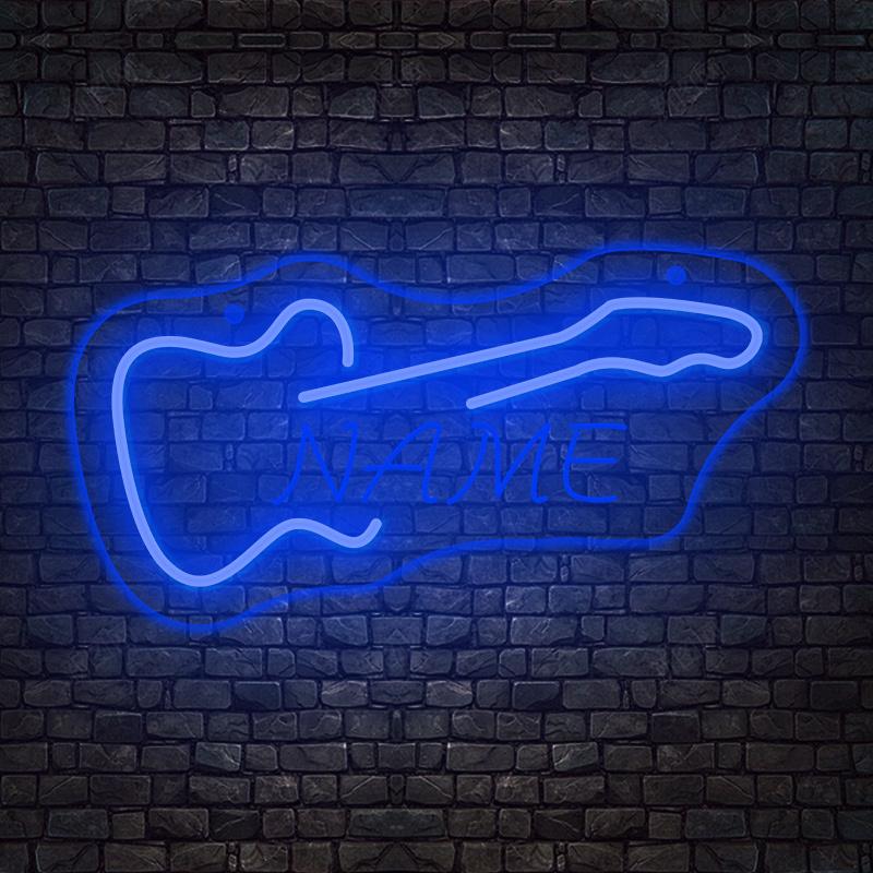 

Custom Guitar Neon Sign - USB Powered LED Wall Decor, Push Button Control, Wall Hanging for Studio/KTV/Band/Bar/Man Cave/Bedroom 40x19m 1-10letter темно-синий