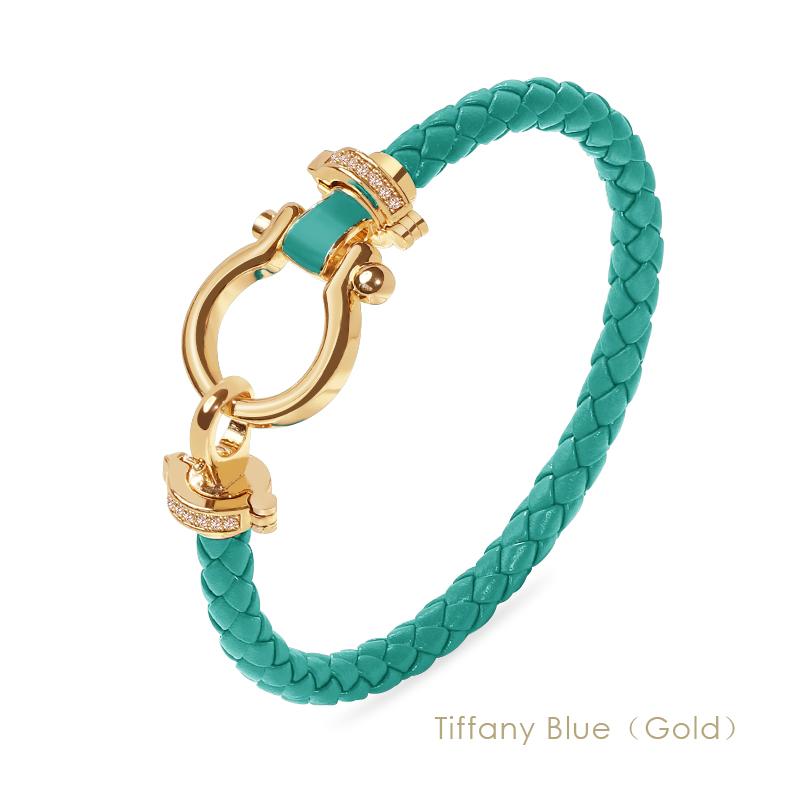 MOONLIGHT Women's Classic Horseshoe Shape Bracelet Genuine Braided Leather Bracelet Female Jewelry Present 11 Colors