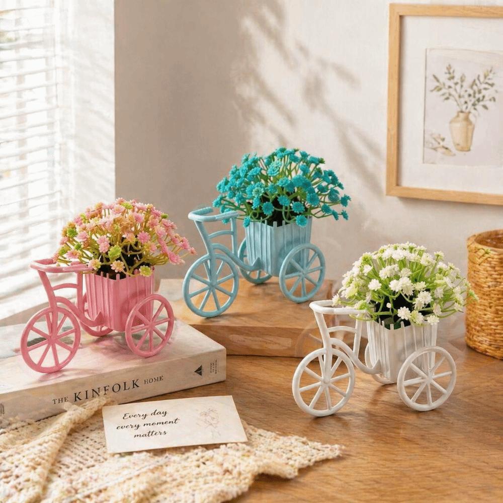 Miniature Garden Mini Bicycle Ornaments Decoration Artificial Flowers Ornaments Office