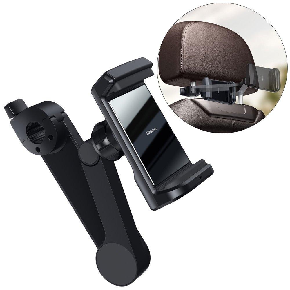 Baseus 15W Qi Wireless Charging Car Headrest Phone Mount - Black (Model WXHZ-01)