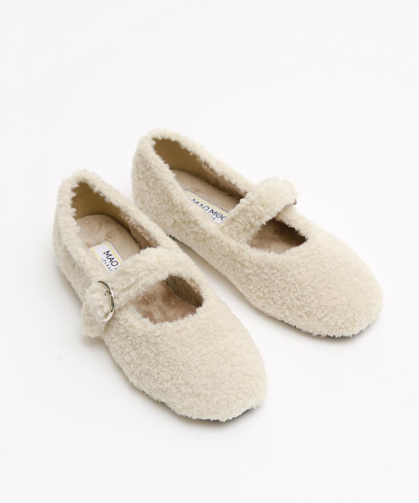 Mac Moc Bow 3-Color Fluffy Fur-Lined Thermal Mary Jane 1Cm