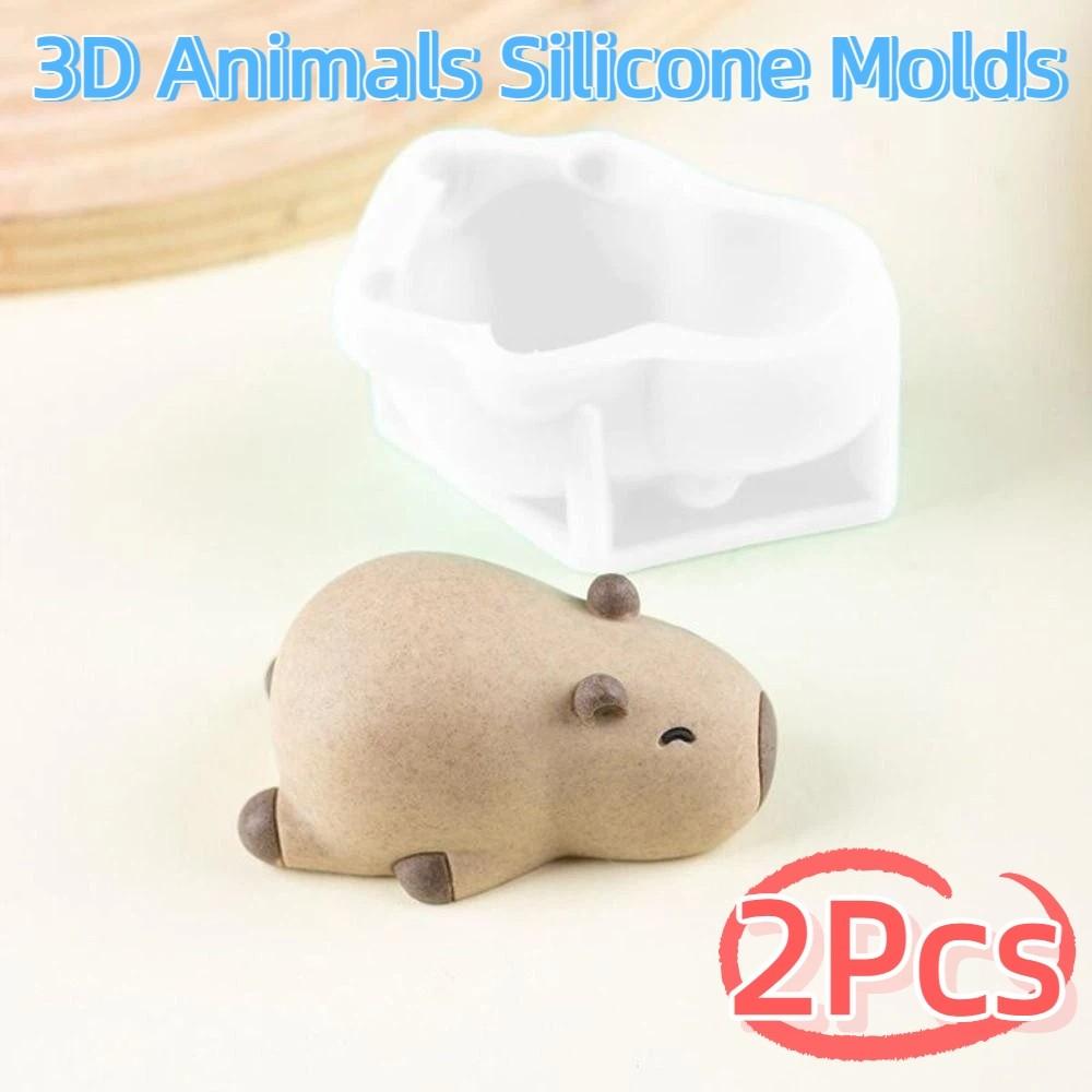 2Pcs Non-Stick Dessert Baking Mold Cute 3D Animals Silicone Molds Cake Decorating Molds  Baking Tool