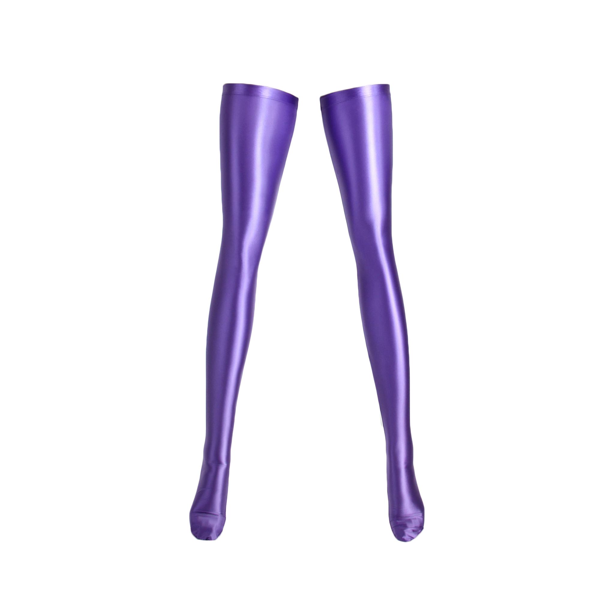 Xclocknyoung Satiniert Glänzende Socken Einfarbig Hoher Ölgehalt Seide Elastische Socken Satiniertes Glänzendes Stoffsocken Knielange Strümpfe M purple
