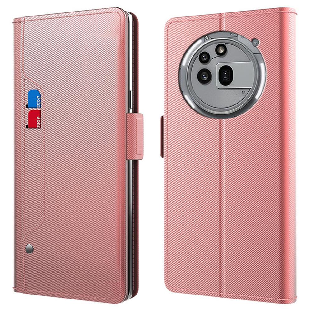 

Ні за що Телефон (3а) Про Чохол Підставка Шкіряний Чохол для Телефону Тримач для Карт Дзеркало Rose Gold