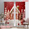 2pcs,2D Plane Printing Light Filtering Curtains Red Christmas Party Versatile Fabric (without Rod) Decorations Inside Use for