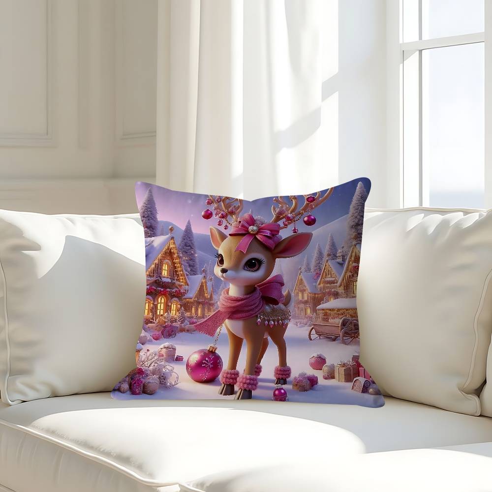 Weihnachts Rentier Kissenbezug Abnehmbarer Waschbarer Kissenbezug – Ganzjahresweichleinen