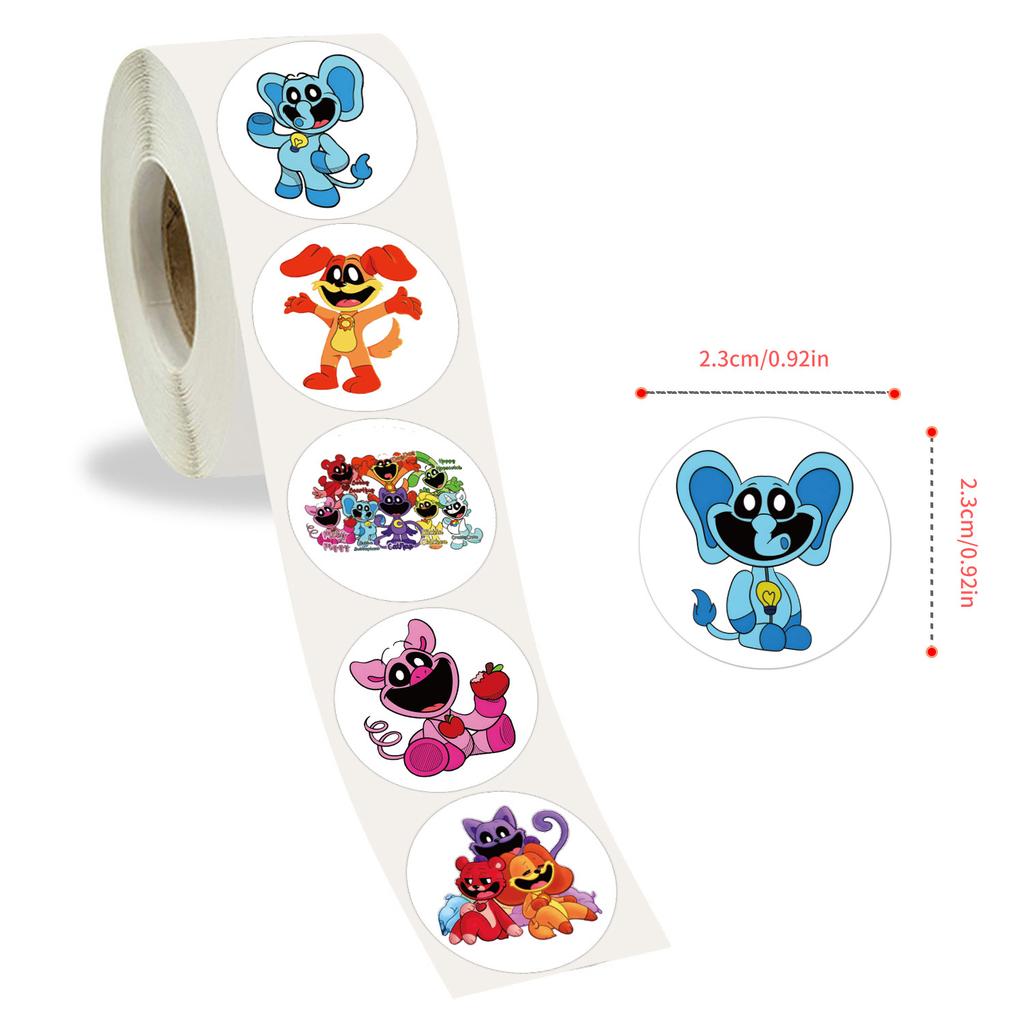 500 Stickers/roll Smilling Critters Roll Stickers Reward Stickers Creative Handbook Roll Tape