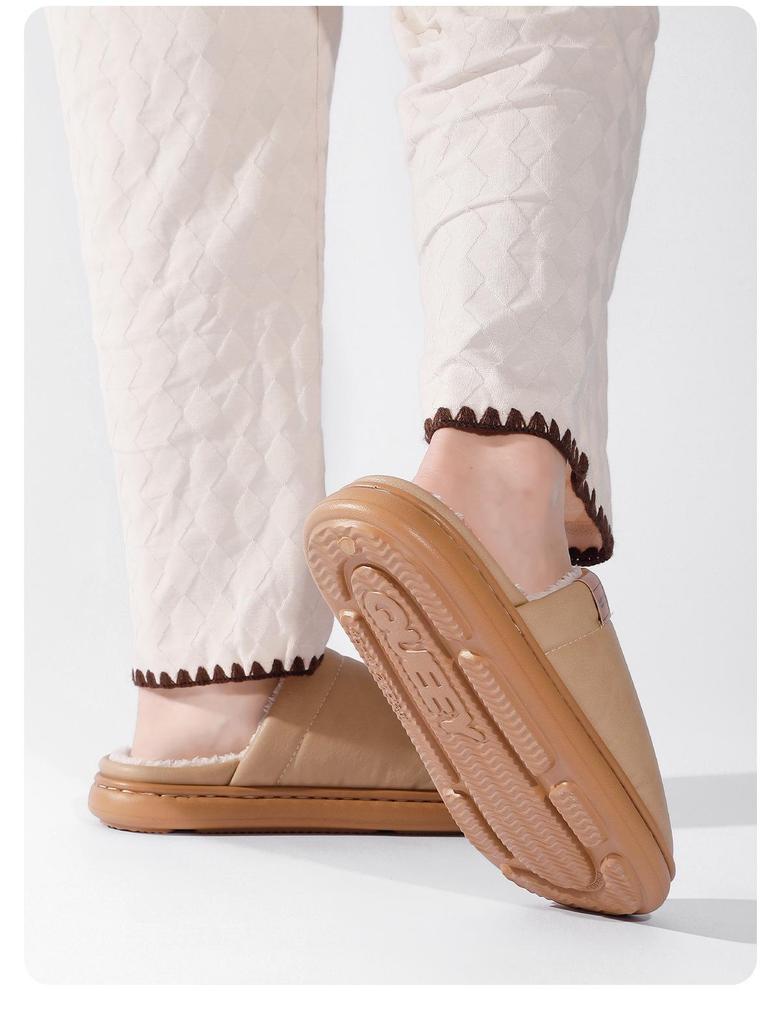 2025 New Unisex Cotton Slippers - Thick Bottom, Plush Lining, Non-slip, Waterproof for Indoor Autumn/Winter Wear