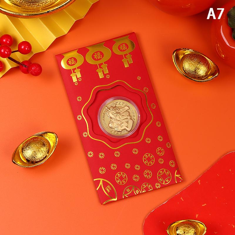 2025 Year Of The Dragon Gold Foil Commemorative Coin New Year Red Envelope Chinese New Year Spring Festival Souvenirs Gift