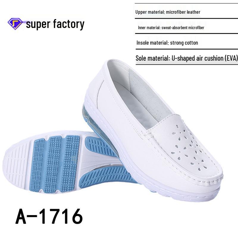 

Женские туфли из натуральной кожи для медсестер с воздушной подушкой, мягкой подошвой, противоскользящие, устойчивые к запаху, дышащие, белые на плоской подошве. 34